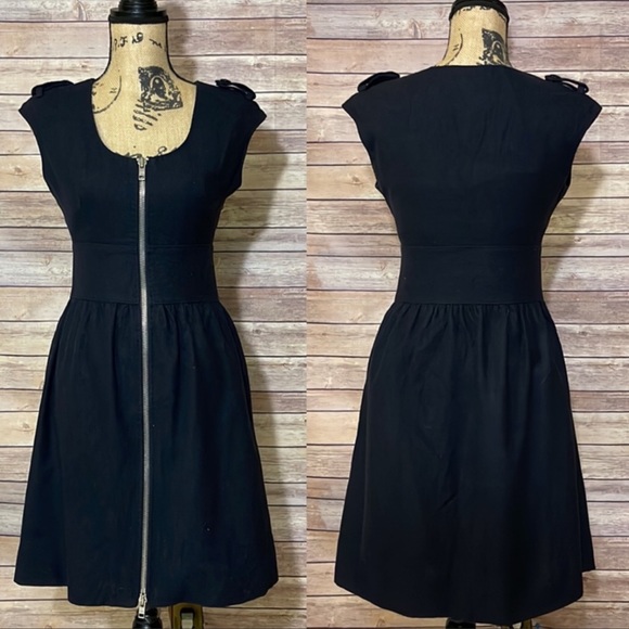 Club Monaco Navy Blue Wool Zipper Dress 2 - Picture 2 of 8